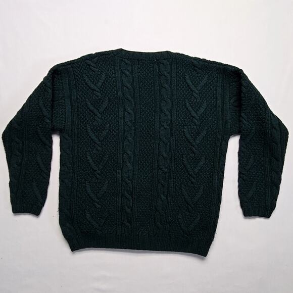 Vintage L.L. Bean Wool Cardigan Cable Knit Green Button Womens Small Sweater - Picture 8 of 12